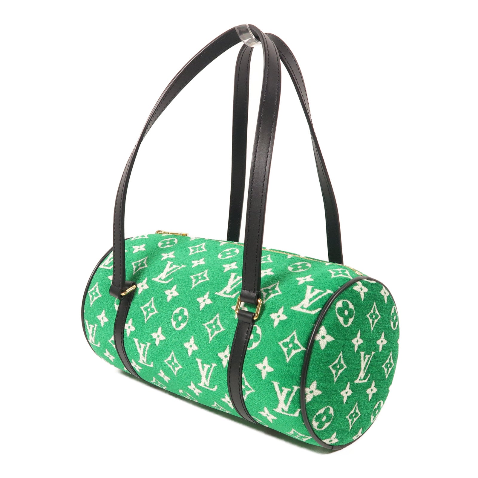 LOUIS VUITTON Monogram Jacquard Velvet Papillon金扣肩背袋綠色