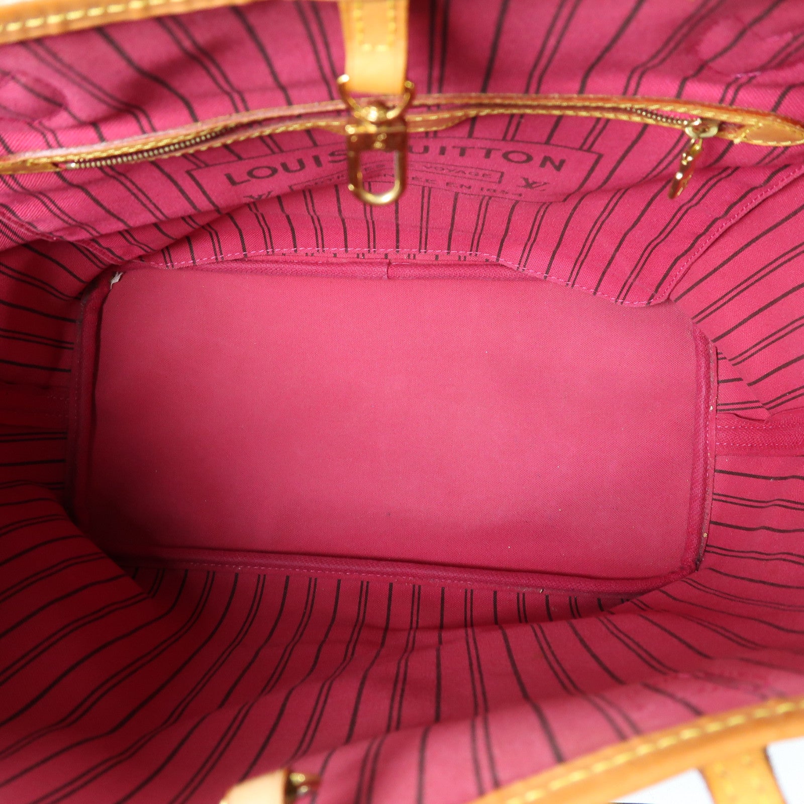 LOUIS VUITTON Monogram Neverfull MM金扣手挽袋棕色