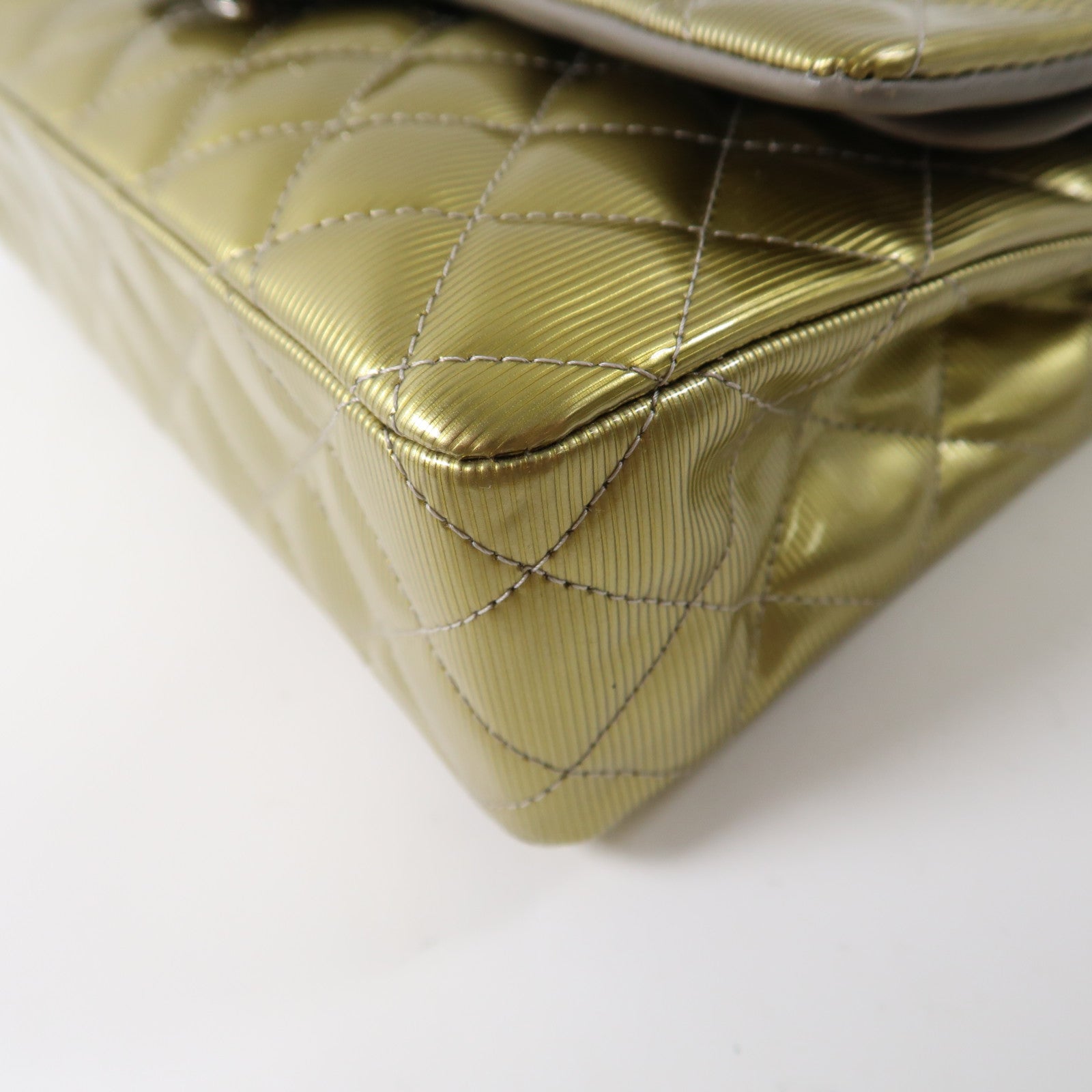 CHANEL 【激減優惠】漆皮皮革Chain Shoulder銀扣鏈帶肩背袋金色