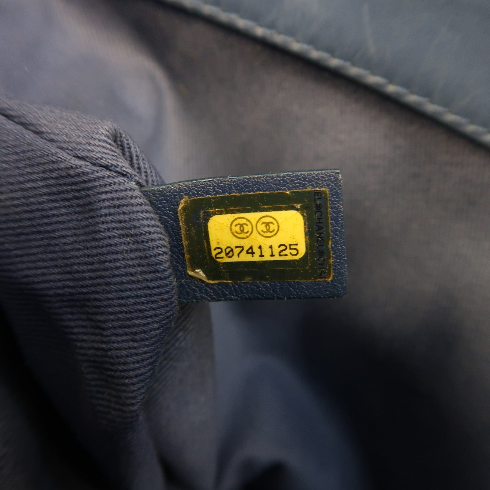 CHANEL 菱格牛皮皮革Chain Shoulder銀扣鏈帶肩背袋藍色