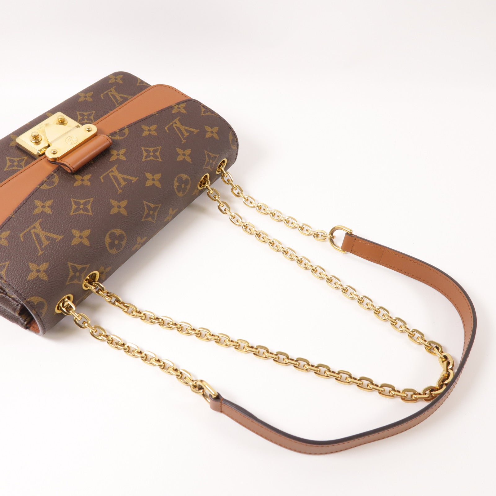 LOUIS VUITTON Monogram Marceau金扣鏈帶肩背袋棕色