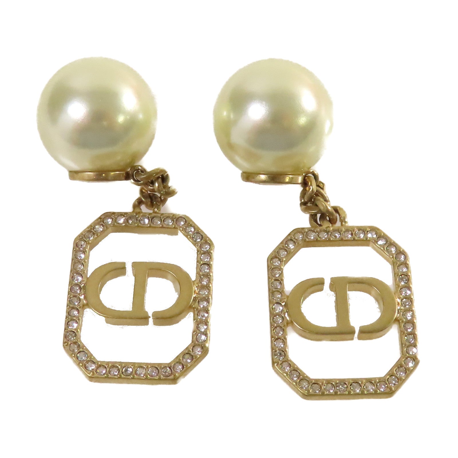 Dior 仿珍珠CD Earrings耳環珍珠色/金色