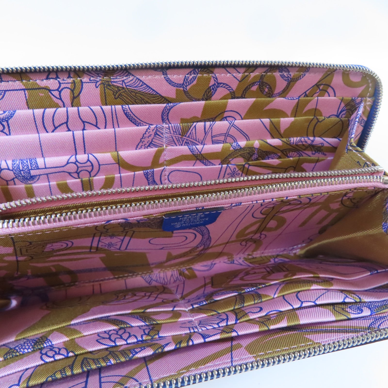 HERMES 【激減優惠】Epsom皮革Silk'In Classique Long Wallet銀扣長錢包皇家藍色
