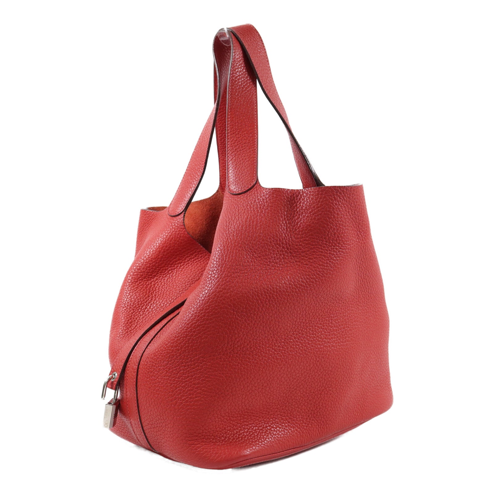 HERMES Clemence皮革Picotin GM手挽袋Rouge Garance