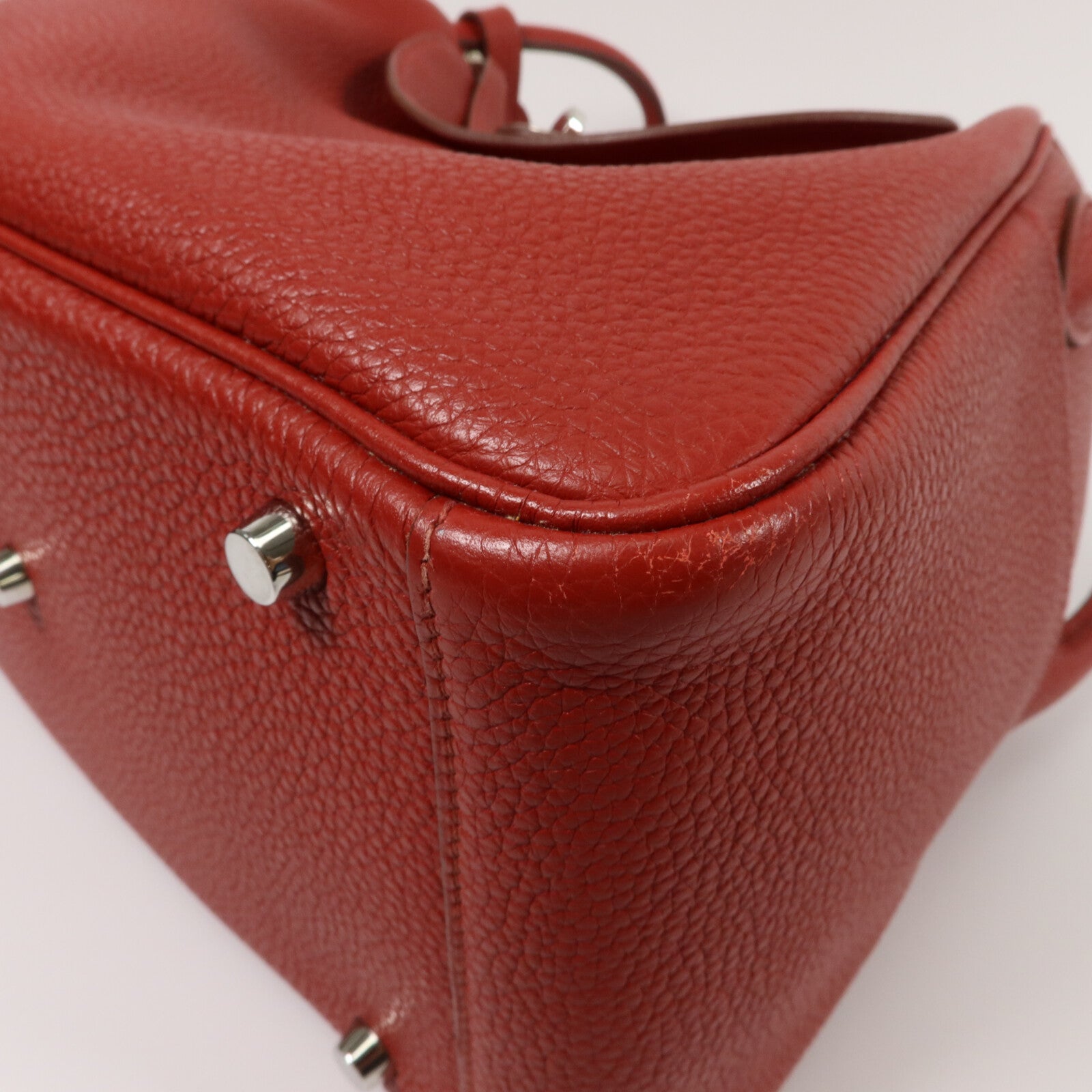 HERMES Clemence皮革Lindy 30手挽肩背兩用袋Rouge Casaque