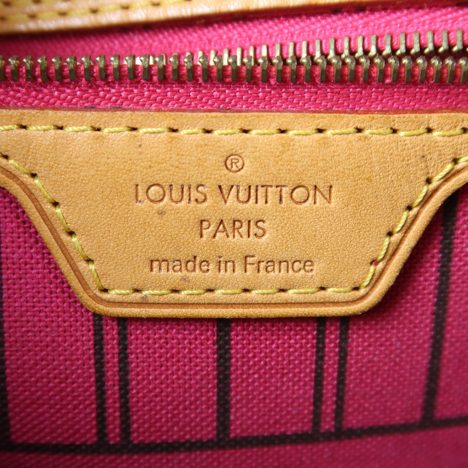 LOUIS VUITTON Monogram Neverfull MM金扣手挽袋棕色