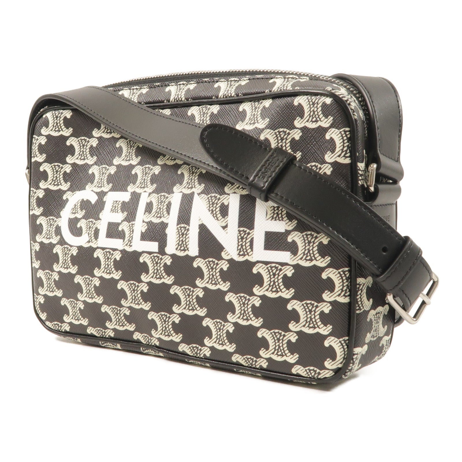 CELINE 【激減優惠】塗層帆布Shoulder Bag銀扣肩背袋