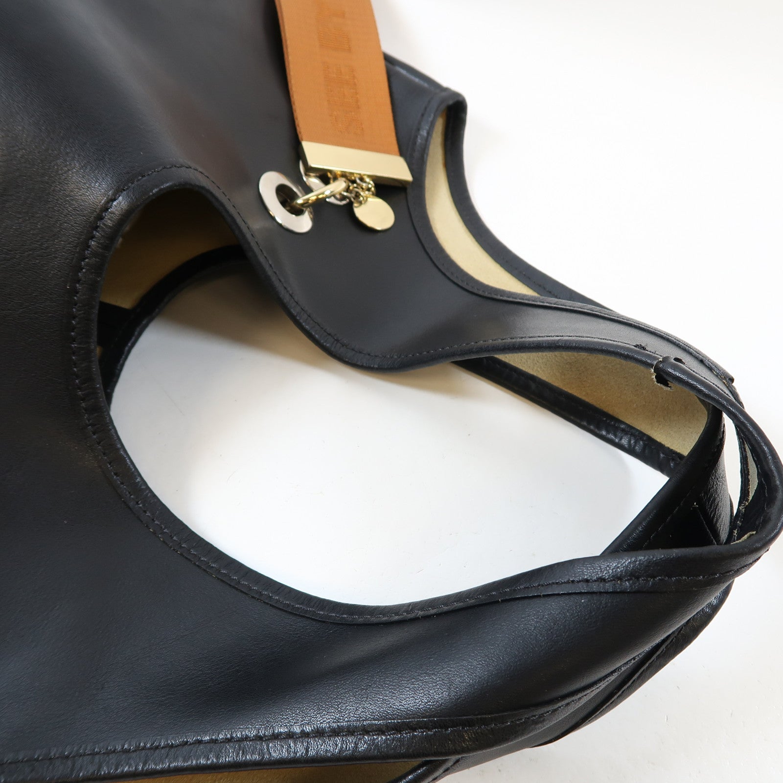 SEE BY CHLOE 牛皮皮革Shoulder Bag銀扣肩背袋黑色
