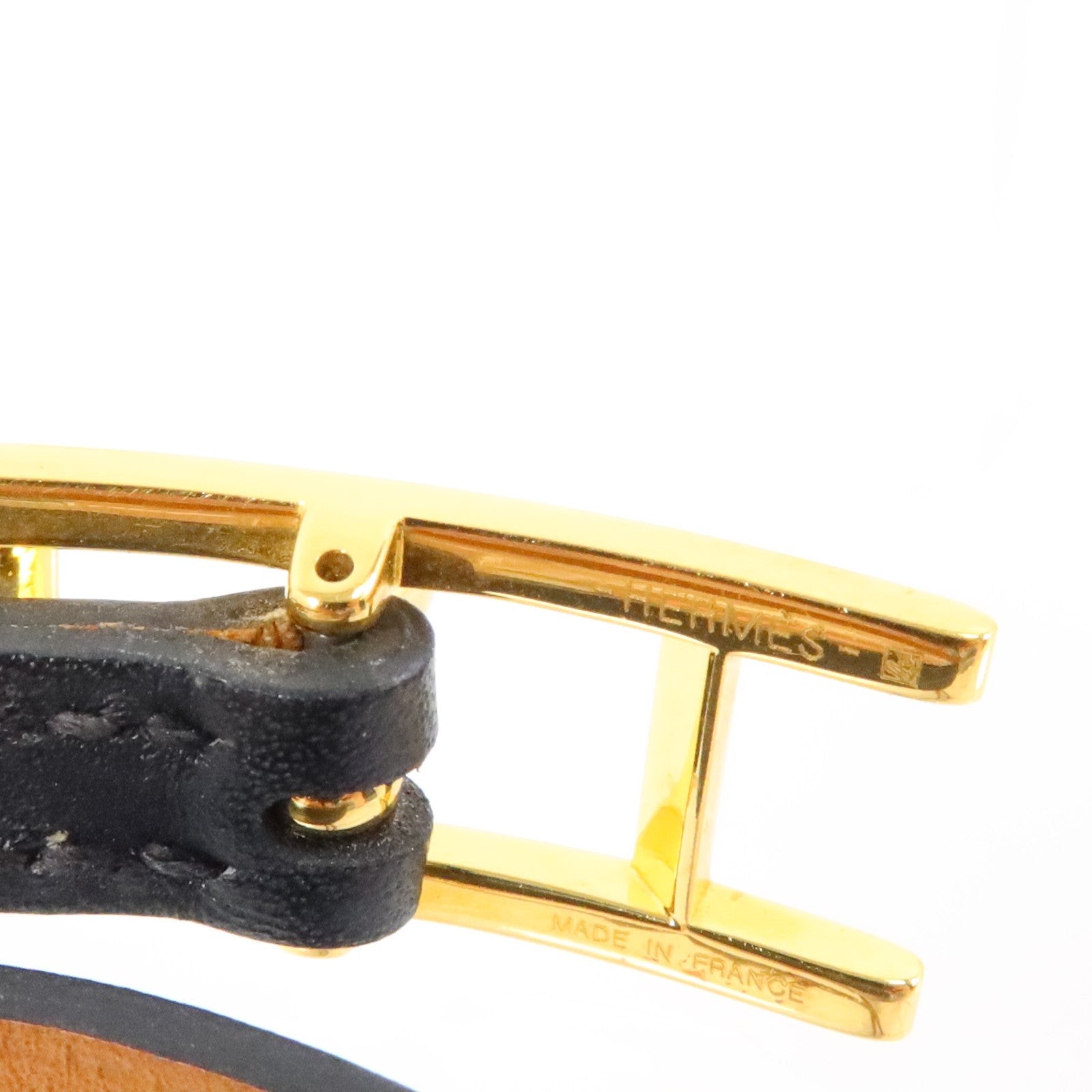 HERMES Swift皮革Hapi 3 Bracelet金扣手鏈Black/Fauve