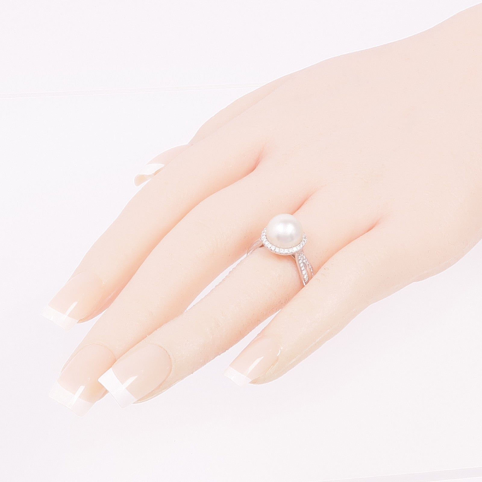 JEWELRY 18K白金Pearl Diamond Ring珍珠/鑽石戒指US#6