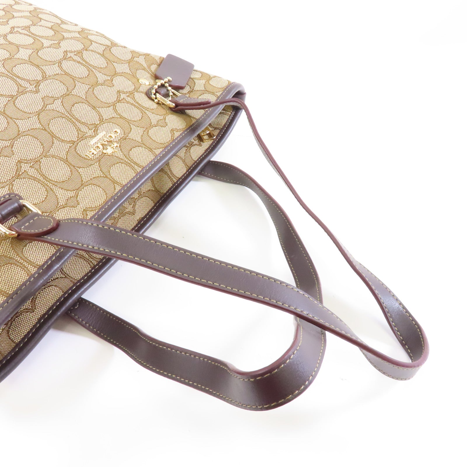 COACH 【激減優惠】帆布Tote Bag金扣手挽袋啡色