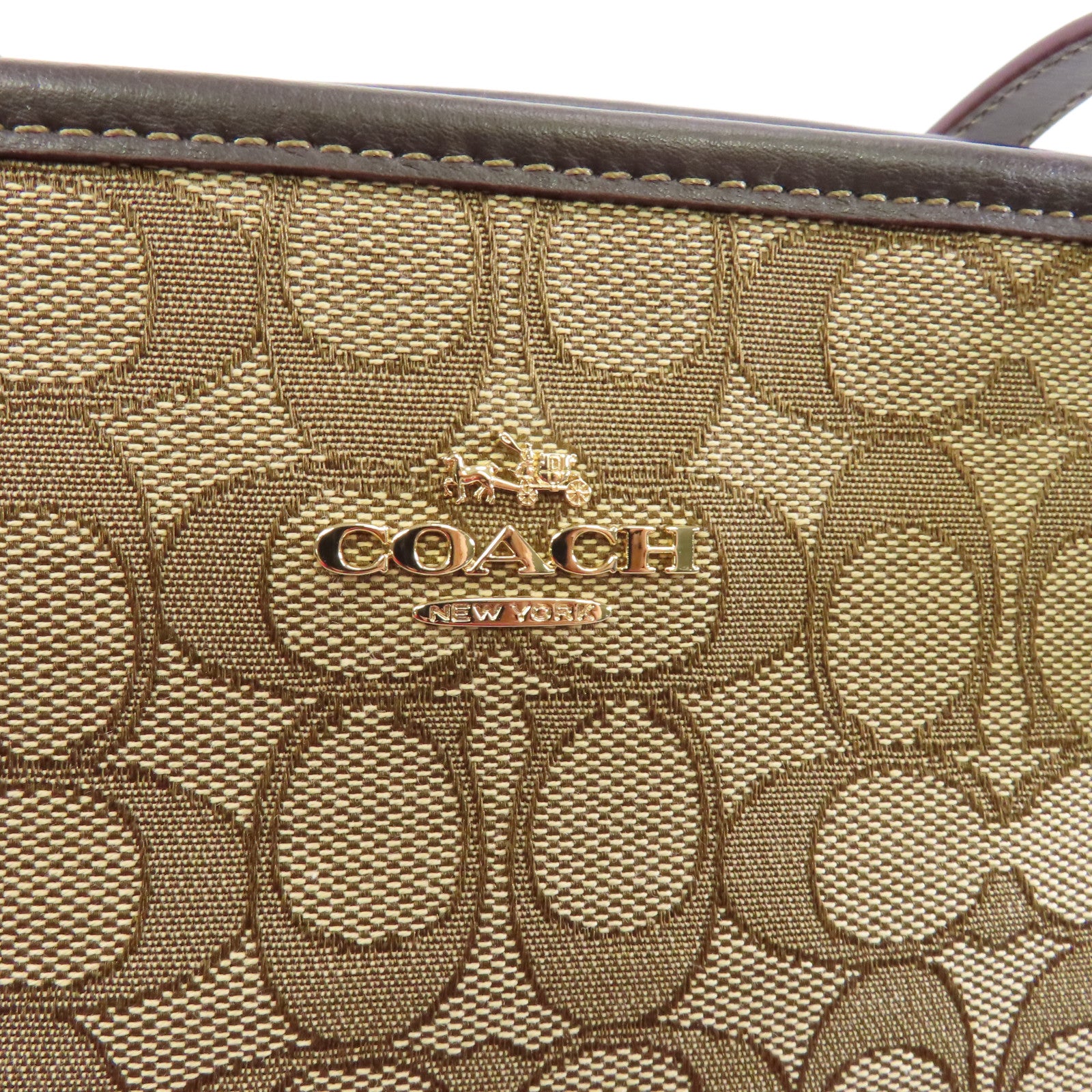 COACH 【激減優惠】帆布Tote Bag金扣手挽袋啡色
