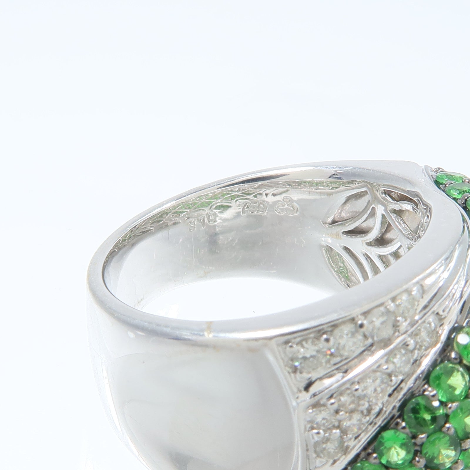 JEWELRY 18K白金Tsavorite Diamond Ring沙弗萊石/鑽石戒指