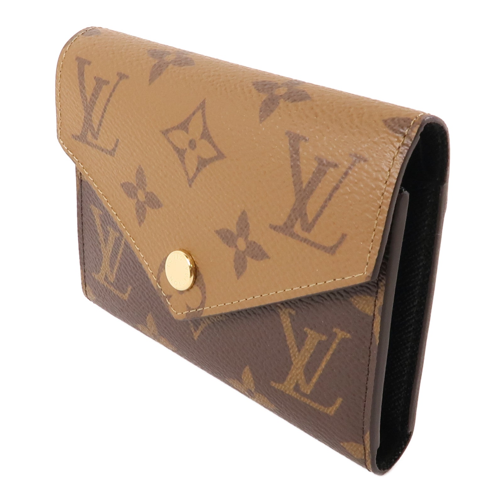 LOUIS VUITTON Monogram/Monogram Reverse Victorine Wallet金扣錢包棕色