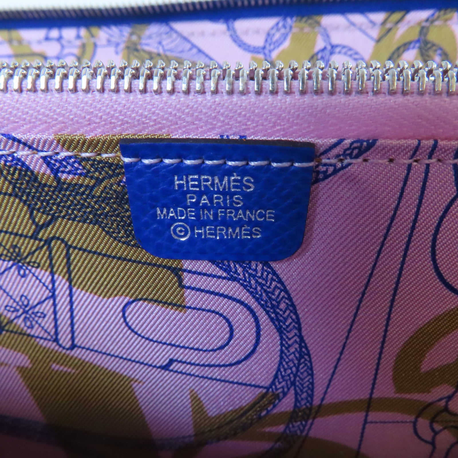 HERMES 【激減優惠】Epsom皮革Silk'In Classique Long Wallet銀扣長錢包皇家藍色