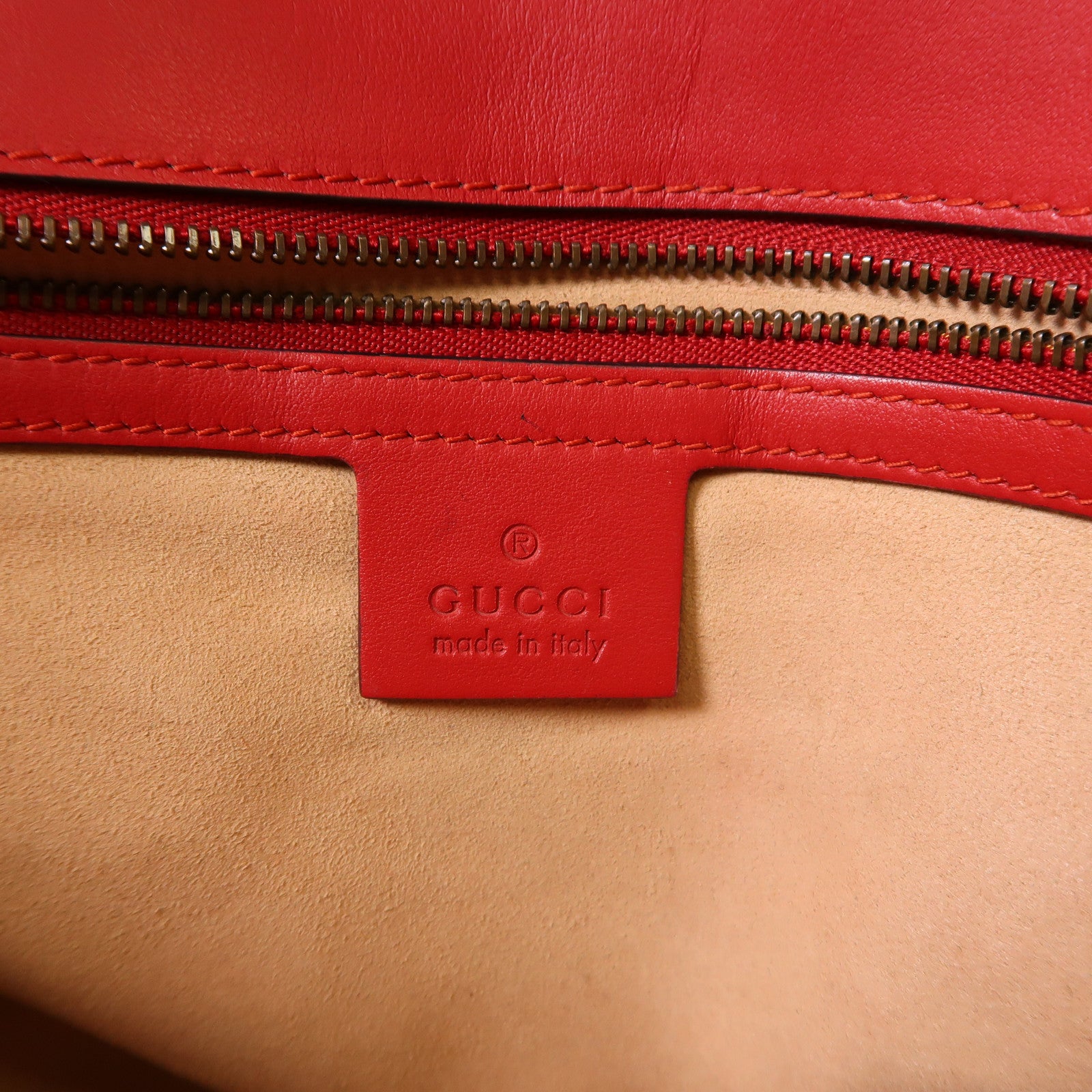 GUCCI GHW GG Marmont Chain Shoulder Bag 443497 Calfskin Leather Red