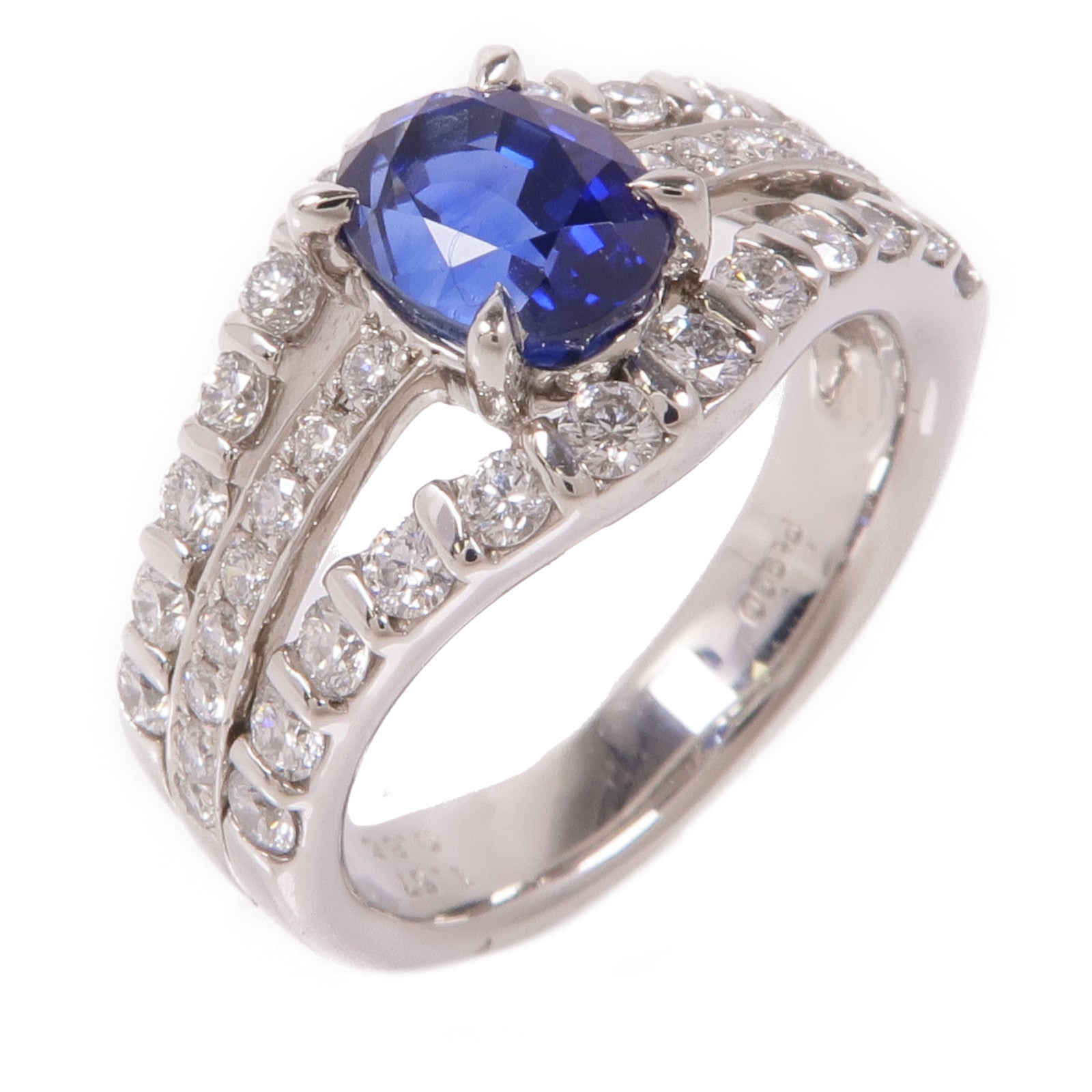 JEWELRY PT900鉑金Sapphire/Diamond Ring藍寶石/鑽石戒指US#5.75