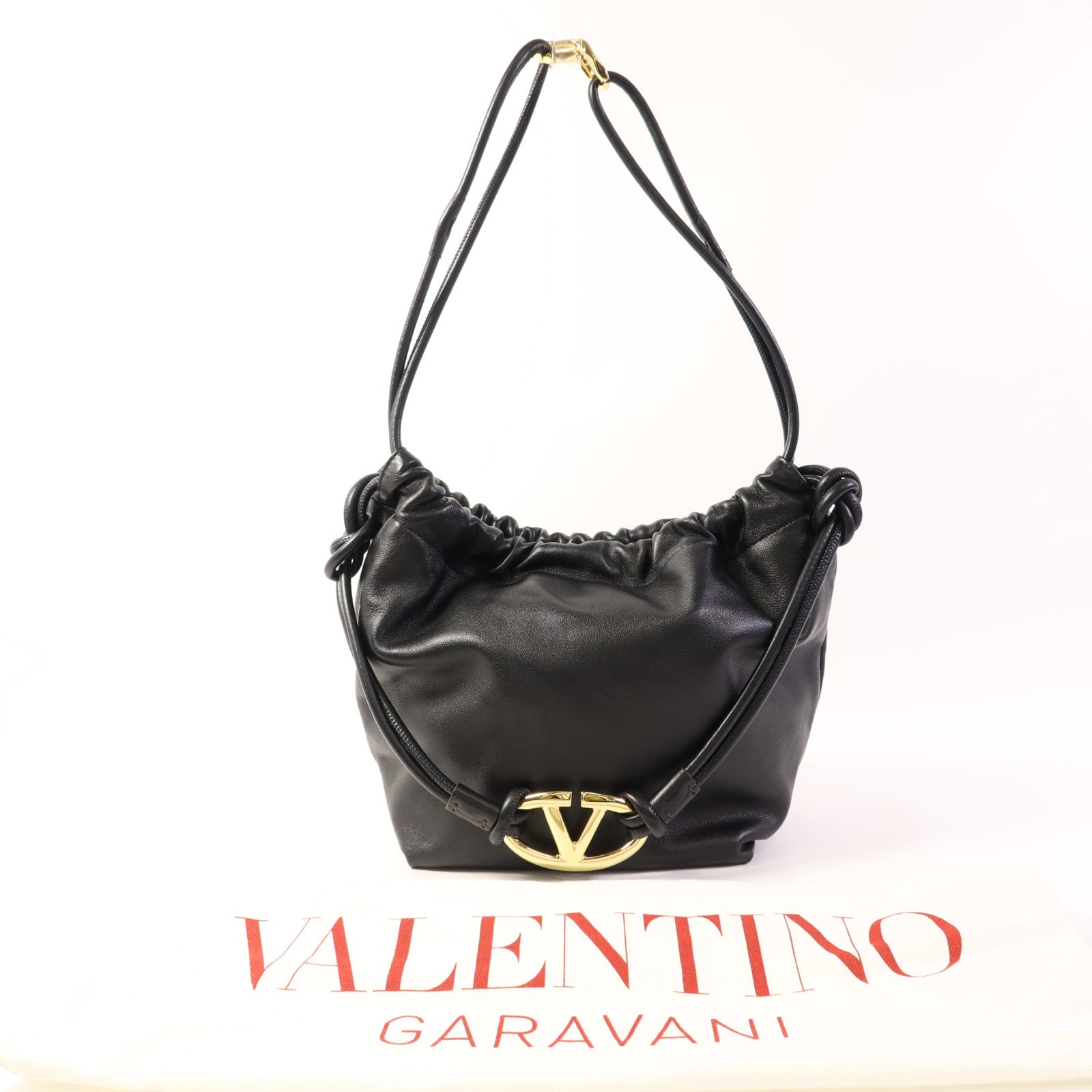 Valentino 羊皮皮革Pour Bucket Bag金扣肩背袋