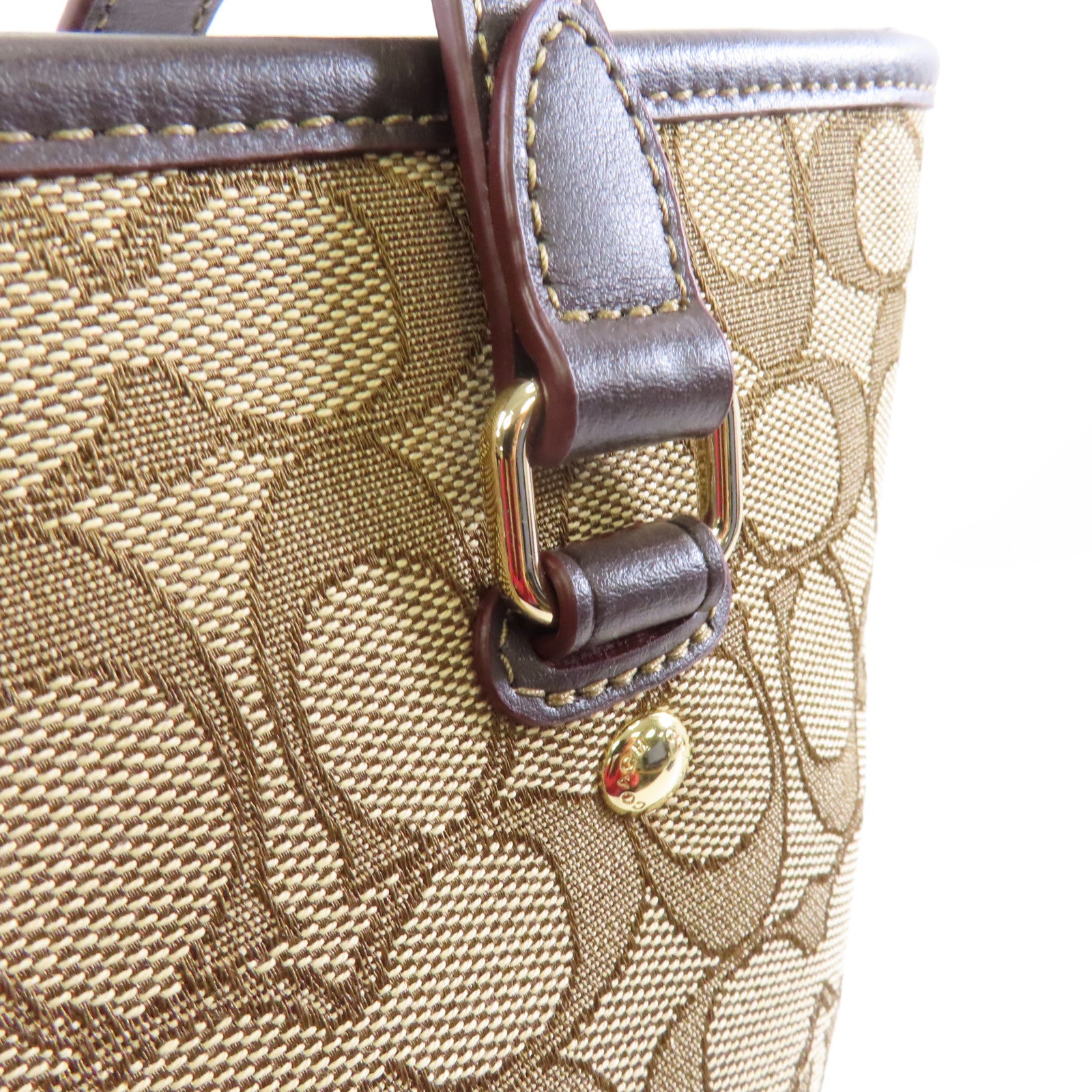 COACH 【激減優惠】帆布Tote Bag金扣手挽袋啡色
