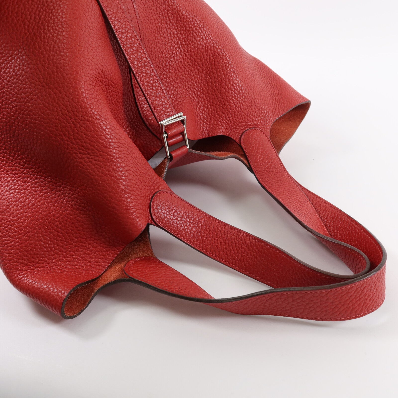 HERMES Clemence皮革Picotin GM手挽袋Rouge Garance