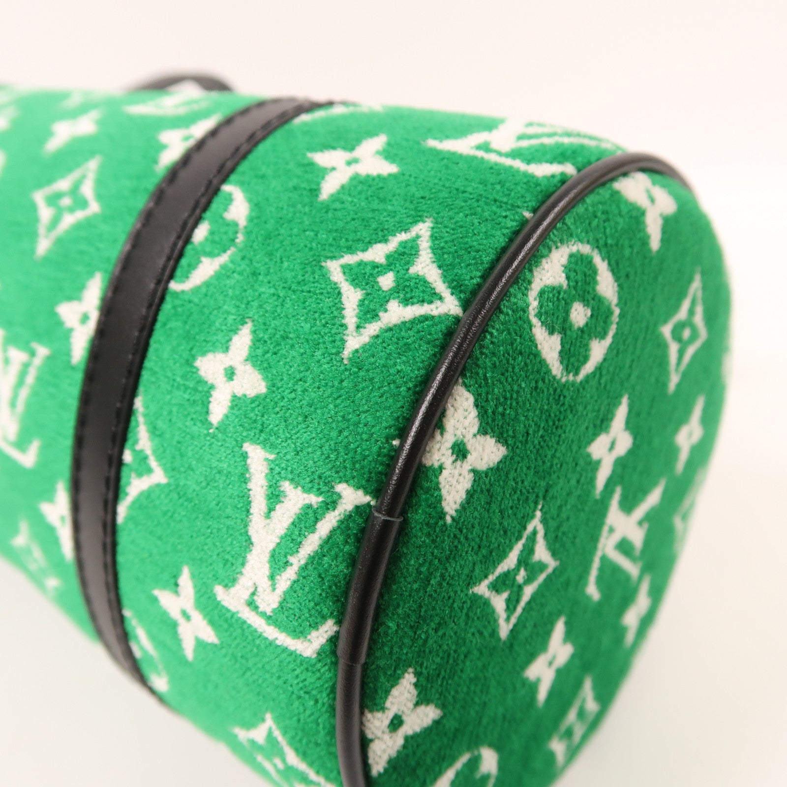 LOUIS VUITTON Monogram Jacquard Velvet Papillon金扣肩背袋綠色