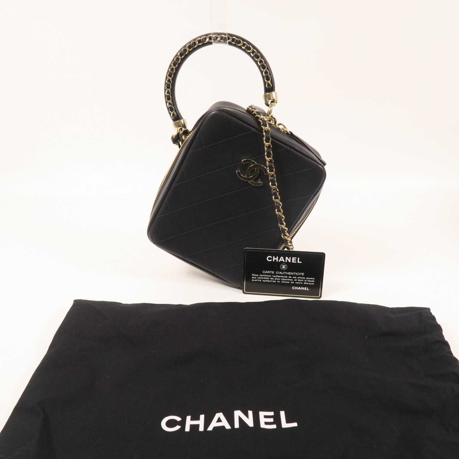 CHANEL 牛皮皮革2 Way Shoulder金扣手挽肩背兩用袋