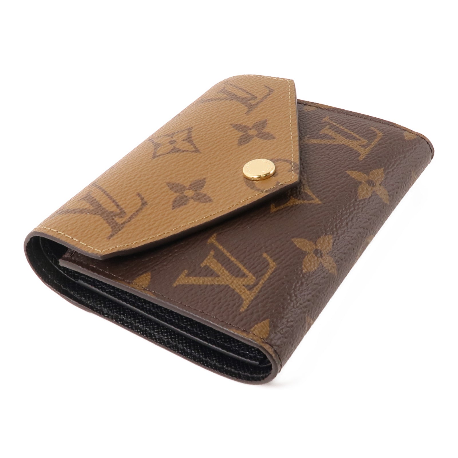 LOUIS VUITTON Monogram/Monogram Reverse Victorine Wallet金扣錢包棕色
