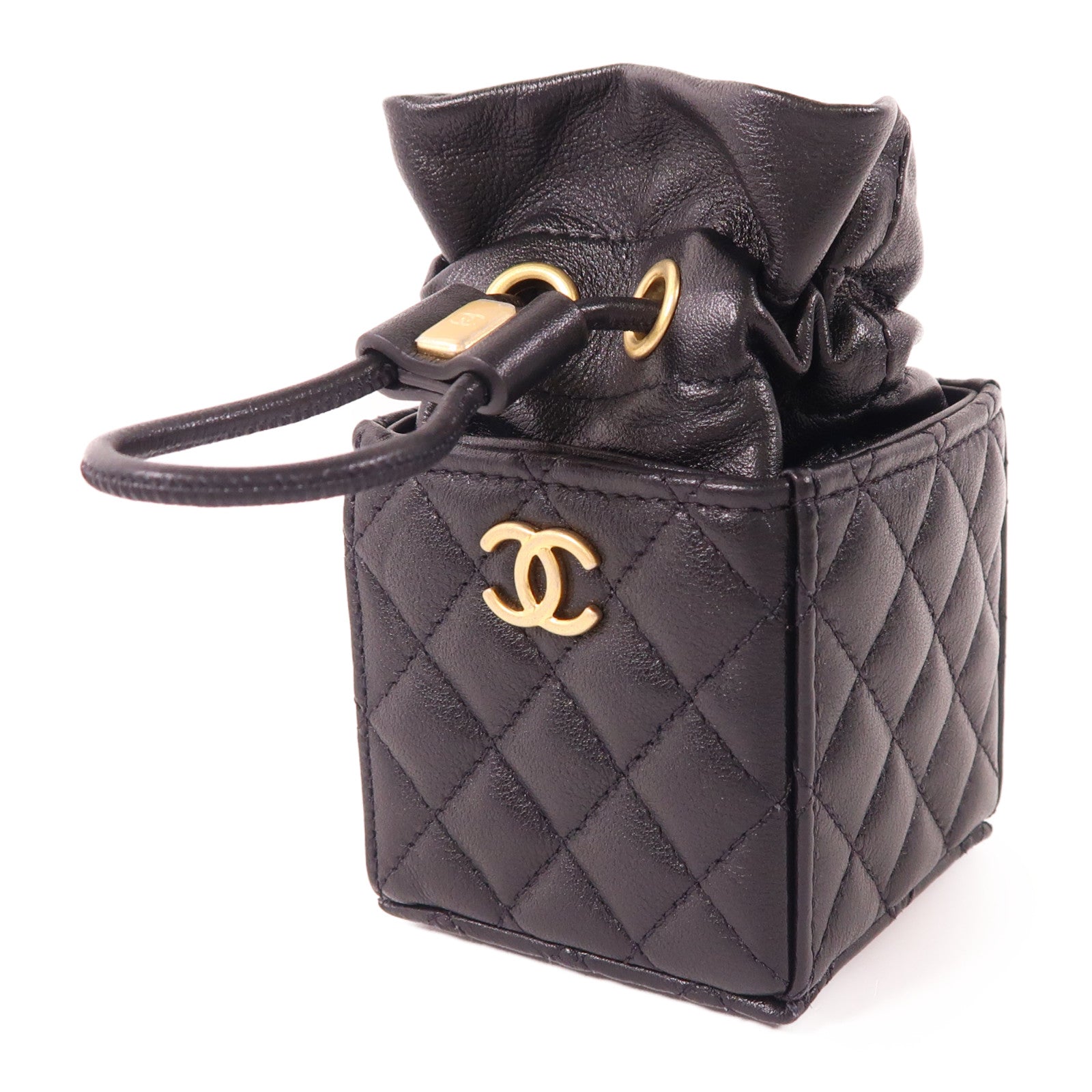 CHANEL 羊皮皮革Mini Bucket Box金扣鏈帶肩背袋