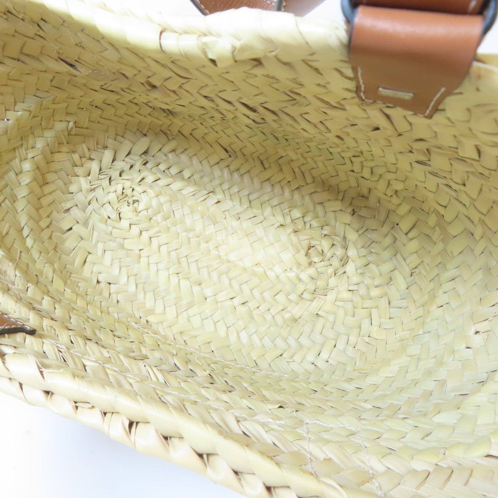 LOEWE 酒椰/皮革Basket Bag銀扣肩背袋/手挽袋啡色