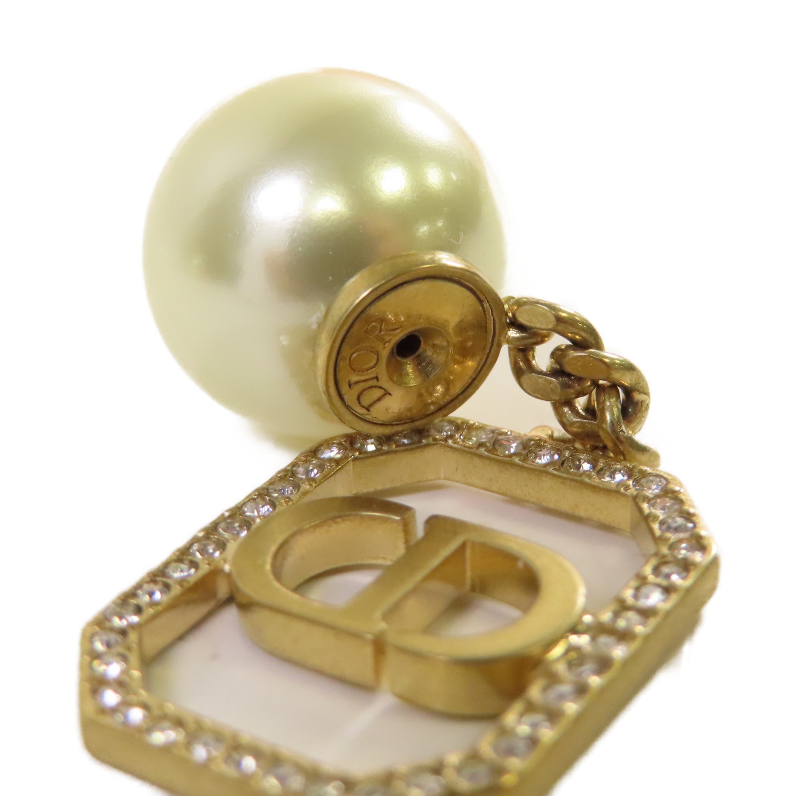 Dior 仿珍珠CD Earrings耳環珍珠色/金色
