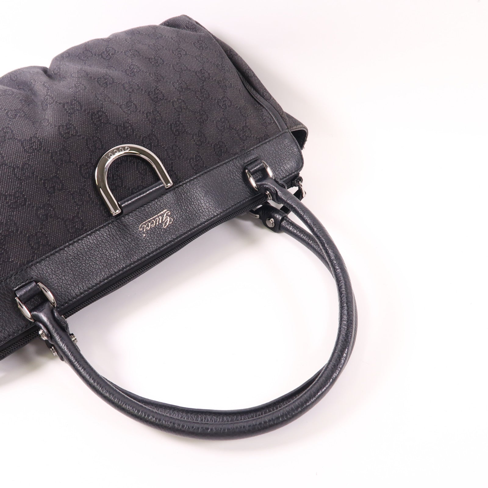 GUCCI 帆布Shoulder Bag銀扣肩背袋