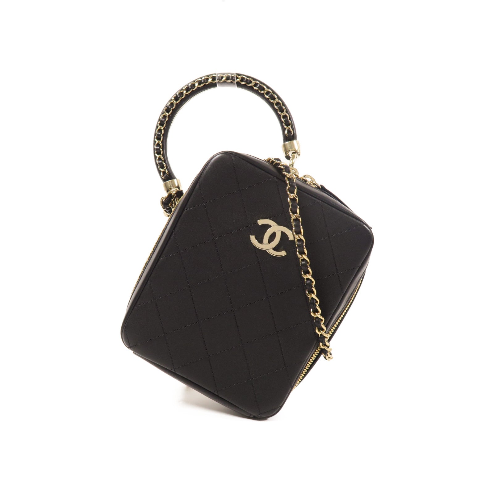 CHANEL 牛皮皮革2 Way Shoulder金扣手挽肩背兩用袋