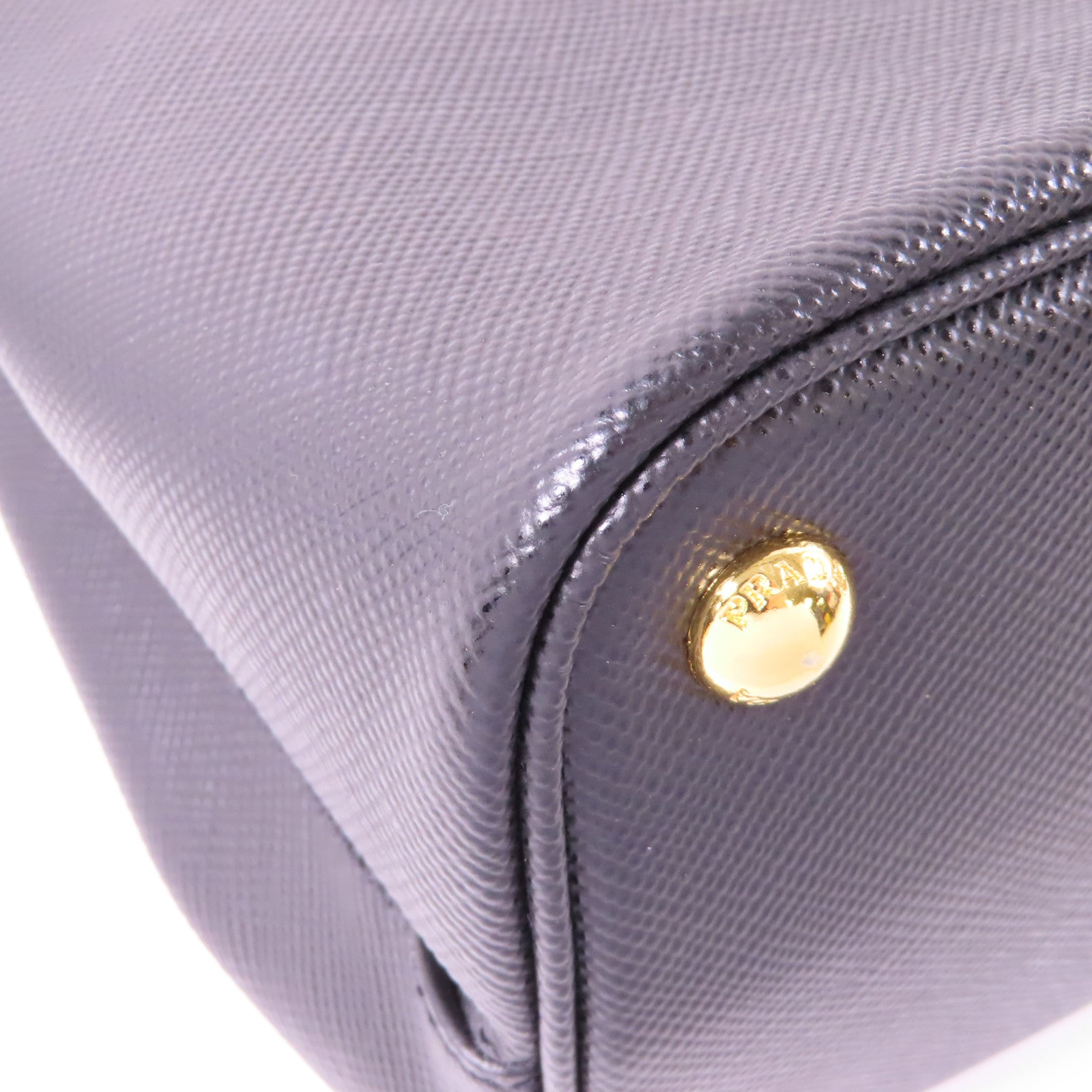 PRADA Saffiano皮革Panier金扣手挽肩背兩用袋黑色