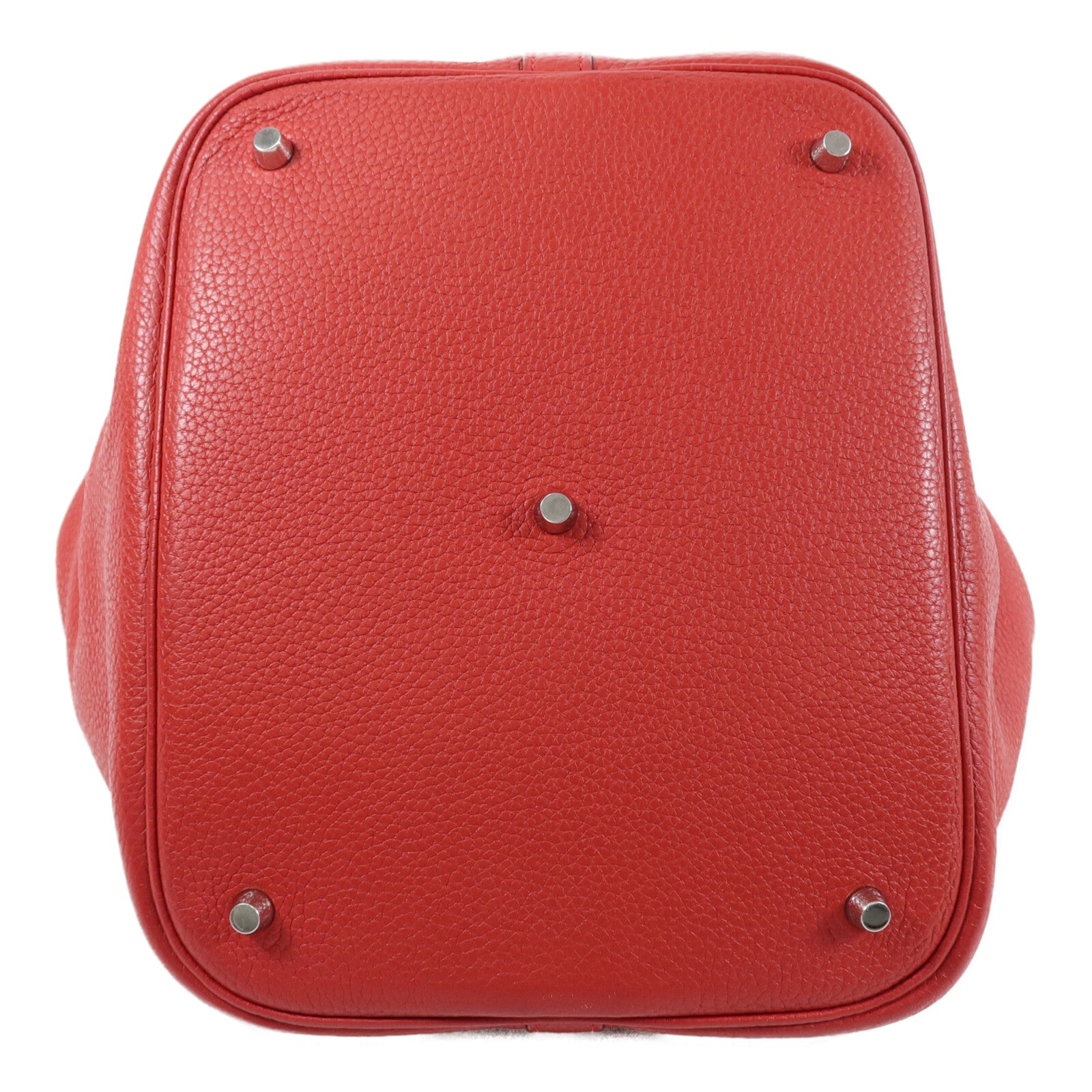 HERMES Clemence皮革Picotin GM手挽袋Rouge Garance