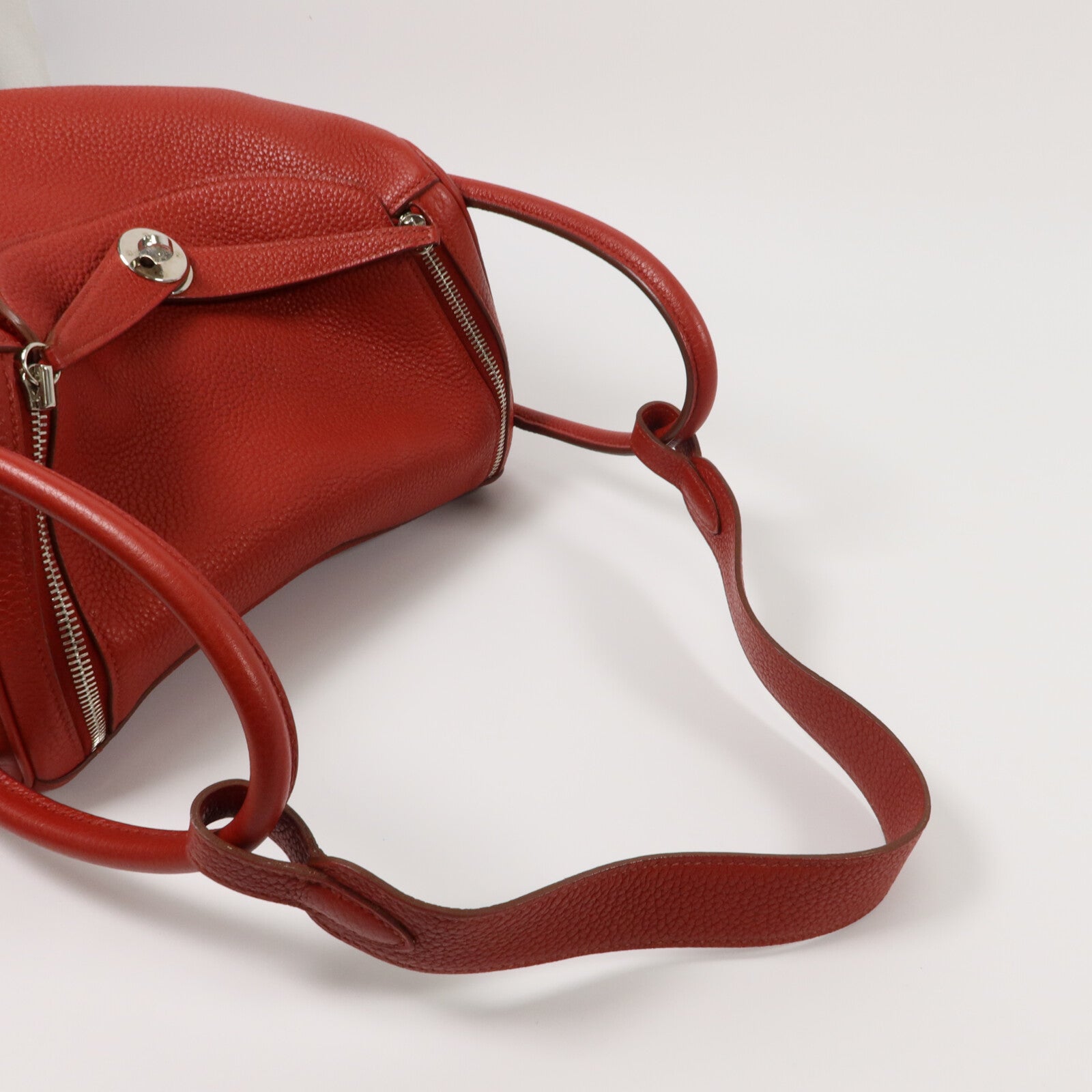 HERMES Clemence皮革Lindy 30手挽肩背兩用袋Rouge Casaque