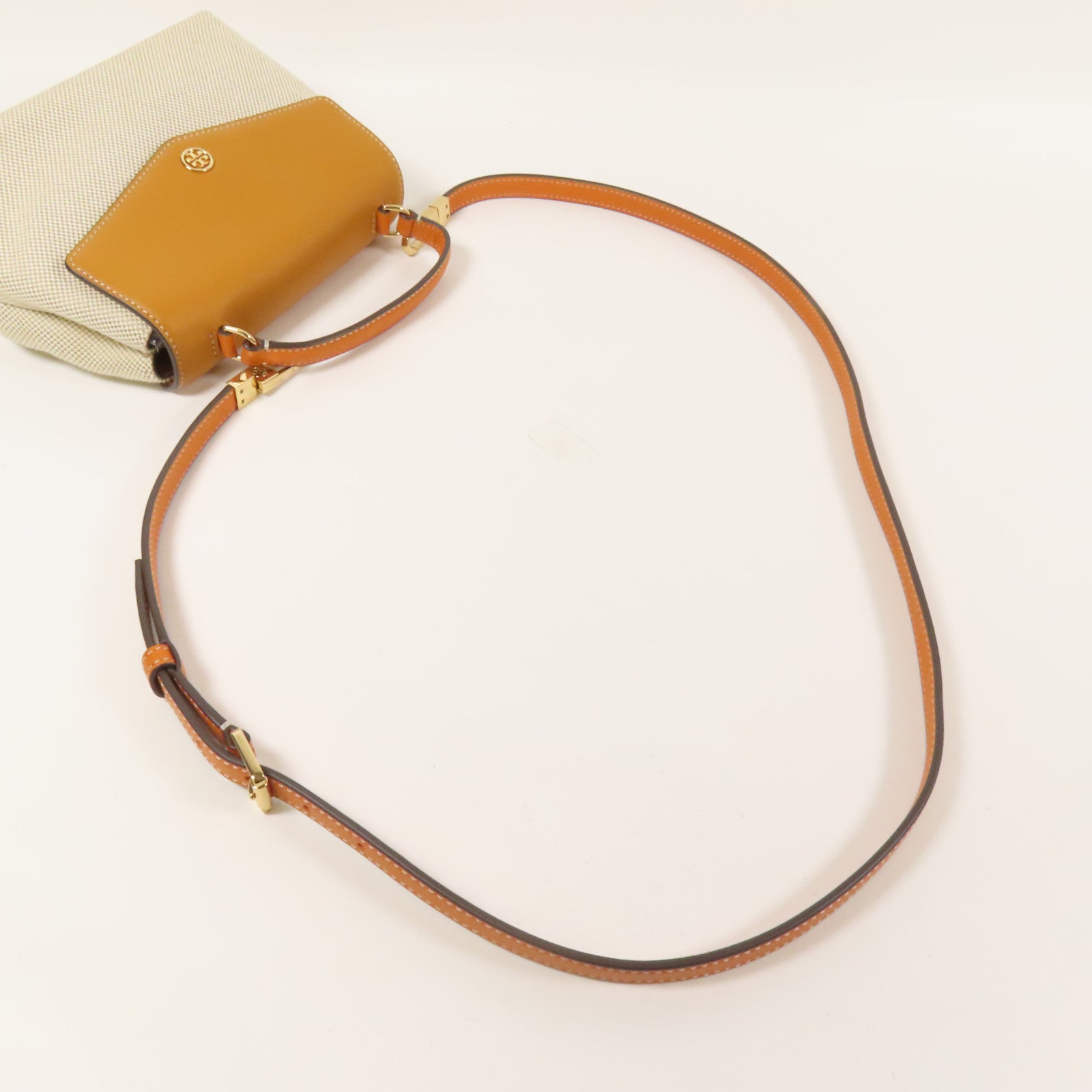 Tory Burch 帆布/皮革2way Shoulder Bag金扣手挽肩背兩用袋