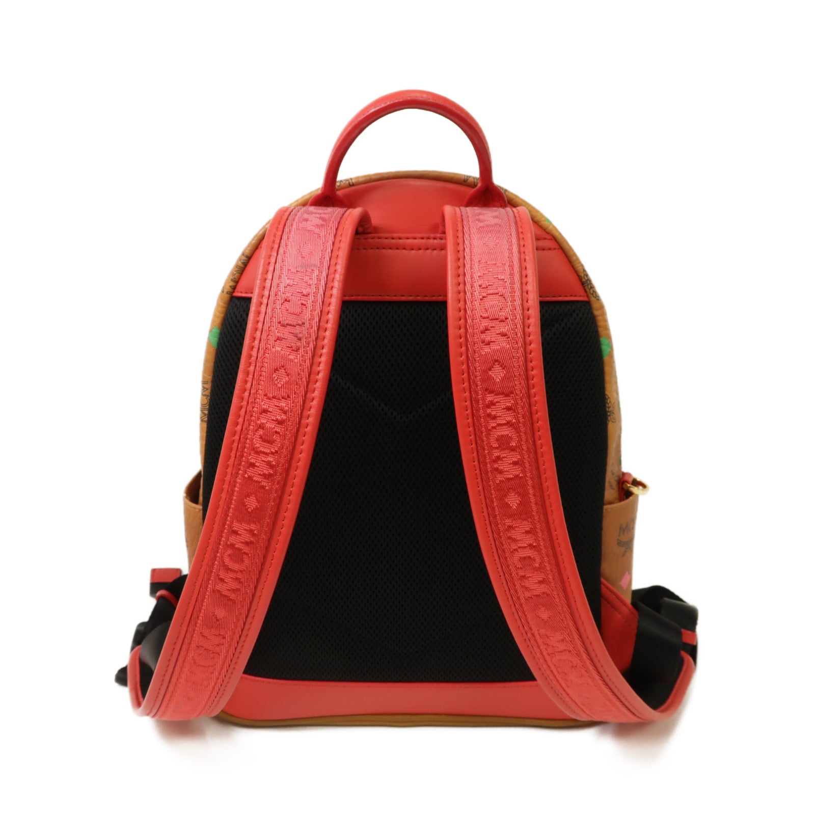 MCM 塗層帆布Backpack金扣背包棕色