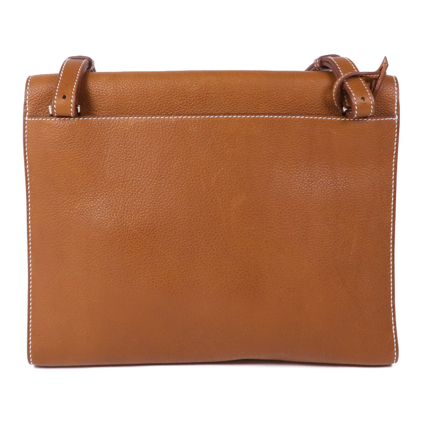 HERMES Saddle皮革Sac a Depeches 29銀扣肩背袋Gold