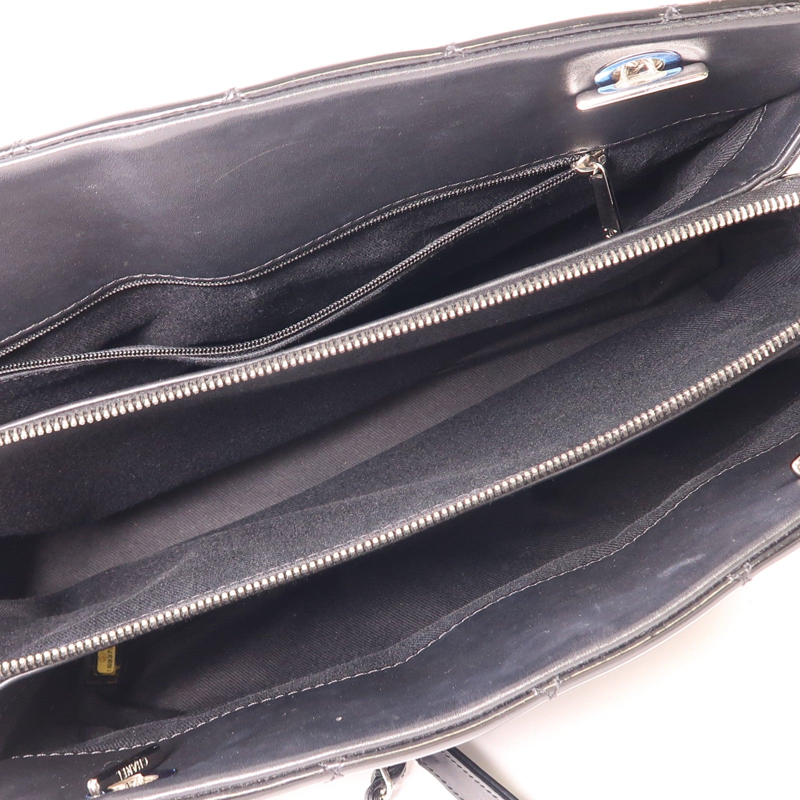 CHANEL CC SHW Chain Shoulder Bag Patent Leather Black