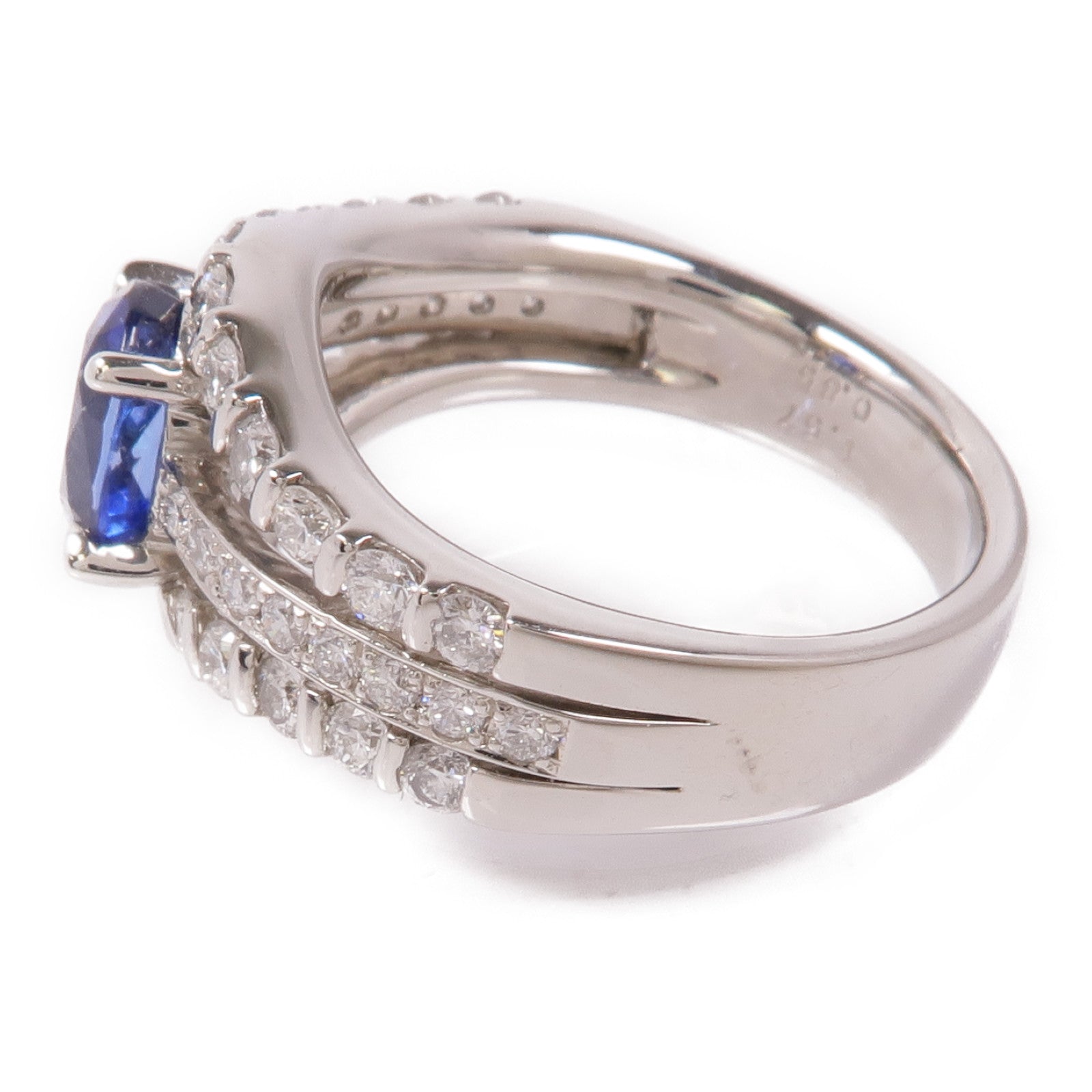 JEWELRY PT900鉑金Sapphire/Diamond Ring藍寶石/鑽石戒指US#5.75