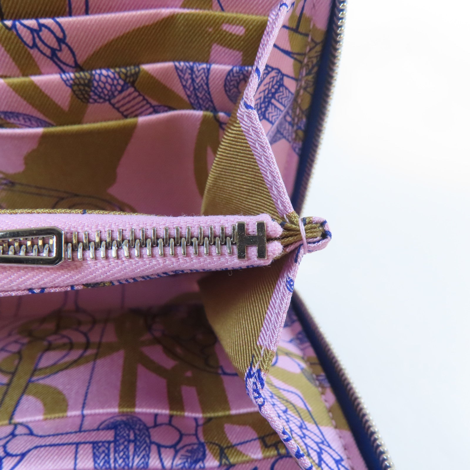 HERMES 【激減優惠】Epsom皮革Silk'In Classique Long Wallet銀扣長錢包皇家藍色