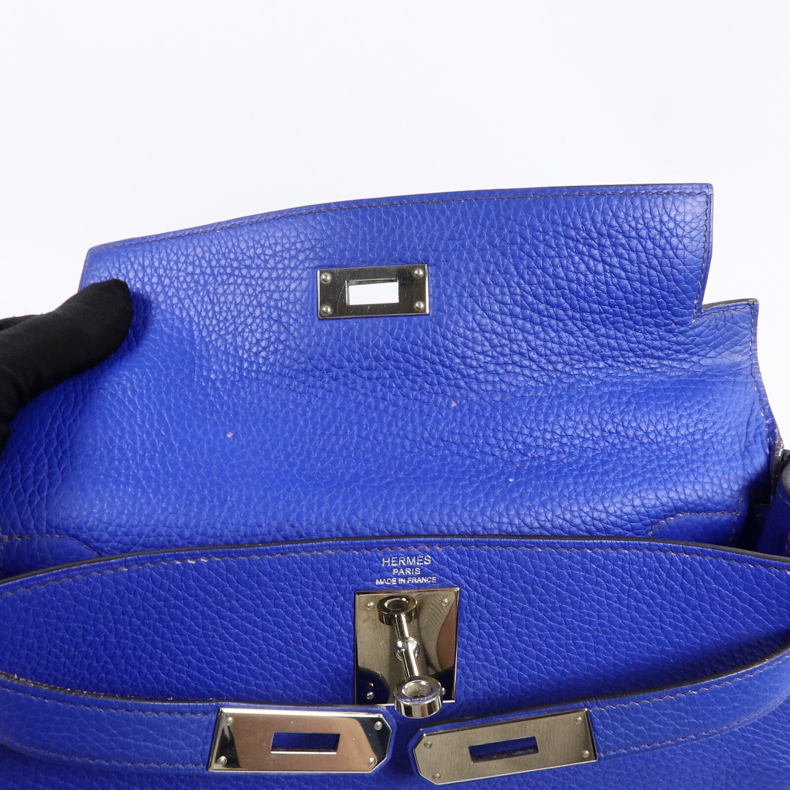 HERMES Togo皮革Kelly 28手挽肩背兩用袋Electric Blue