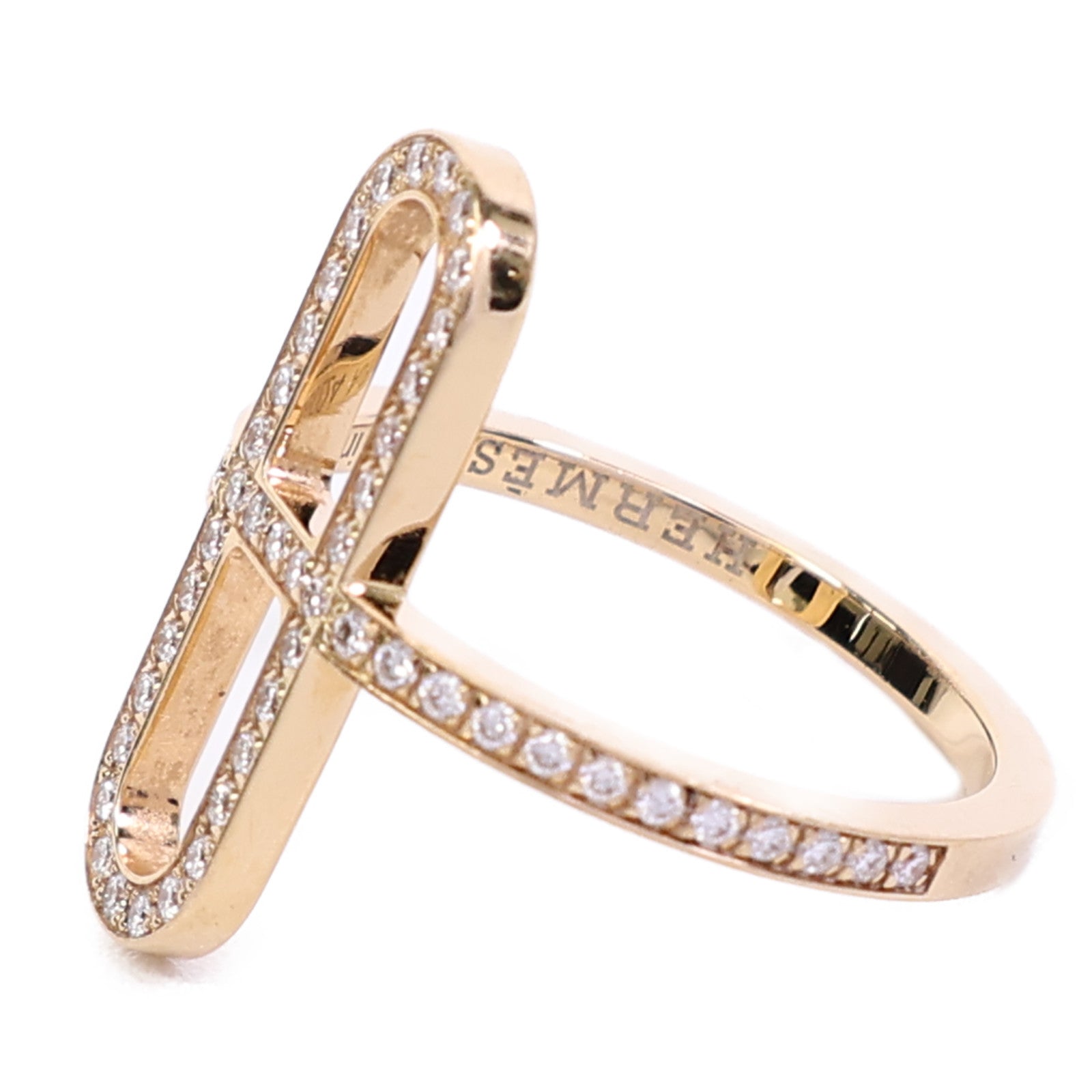 HERMES 18K玫瑰金Ever Chaine D'ancre Ring鑽石戒指