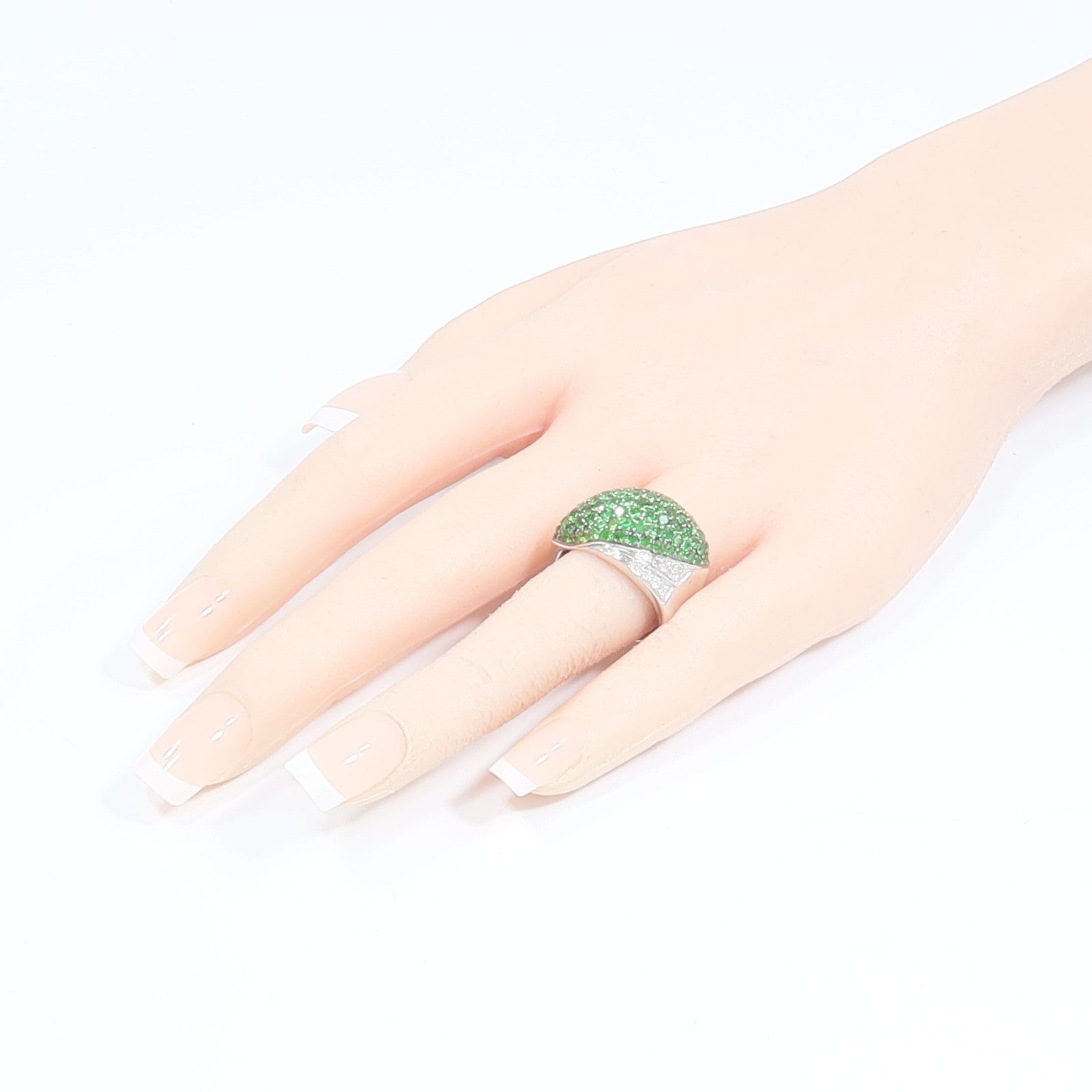 JEWELRY 18K白金Tsavorite Diamond Ring沙弗萊石/鑽石戒指