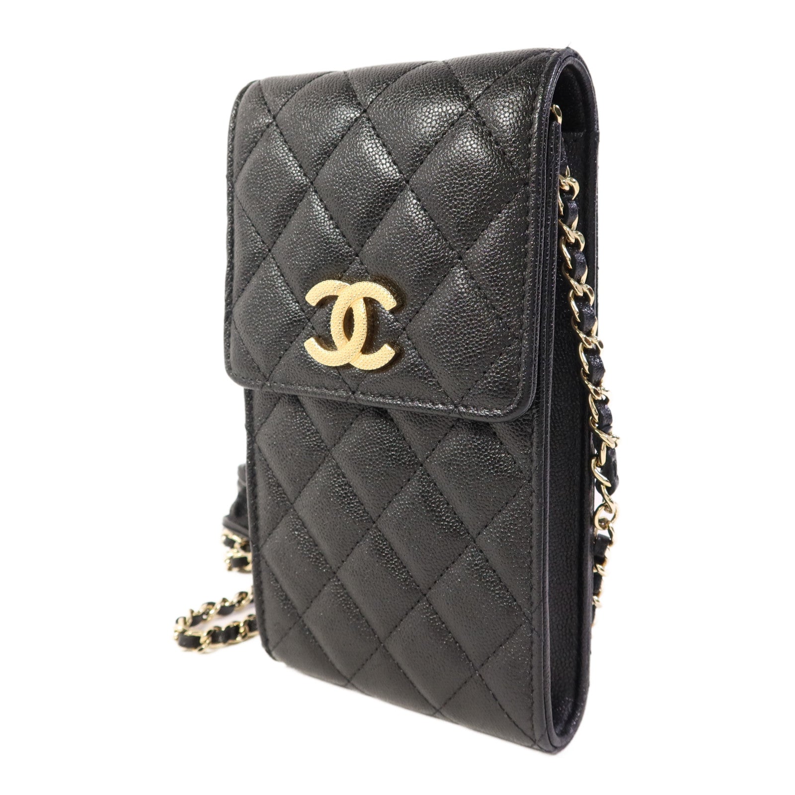 CHANEL 牛皮皮革Phone and Airpods Case金扣手機袋