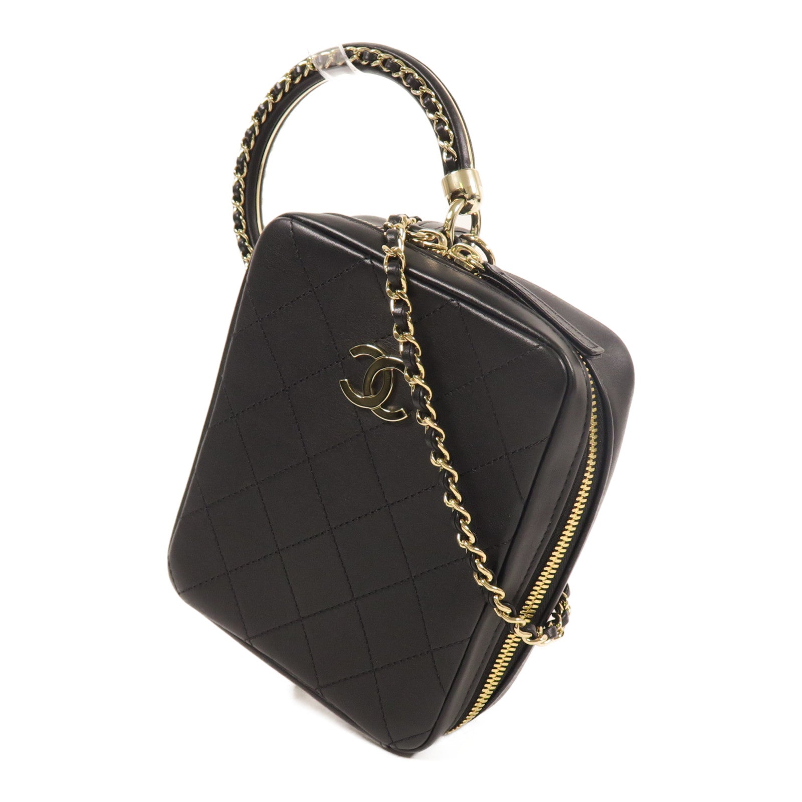 CHANEL 牛皮皮革2 Way Shoulder金扣手挽肩背兩用袋