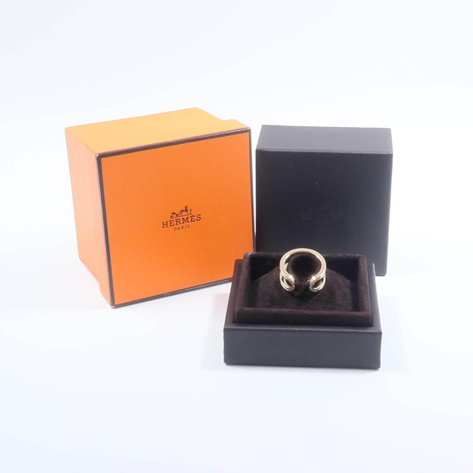 HERMES 18K玫瑰金Ever Chaine D'ancre鑽石戒指