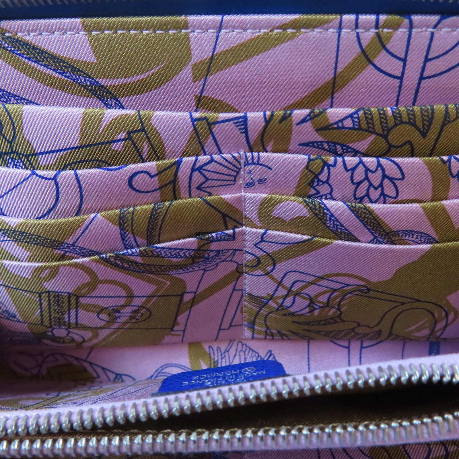 HERMES 【激減優惠】Epsom皮革Silk'In Classique Long Wallet銀扣長錢包皇家藍色