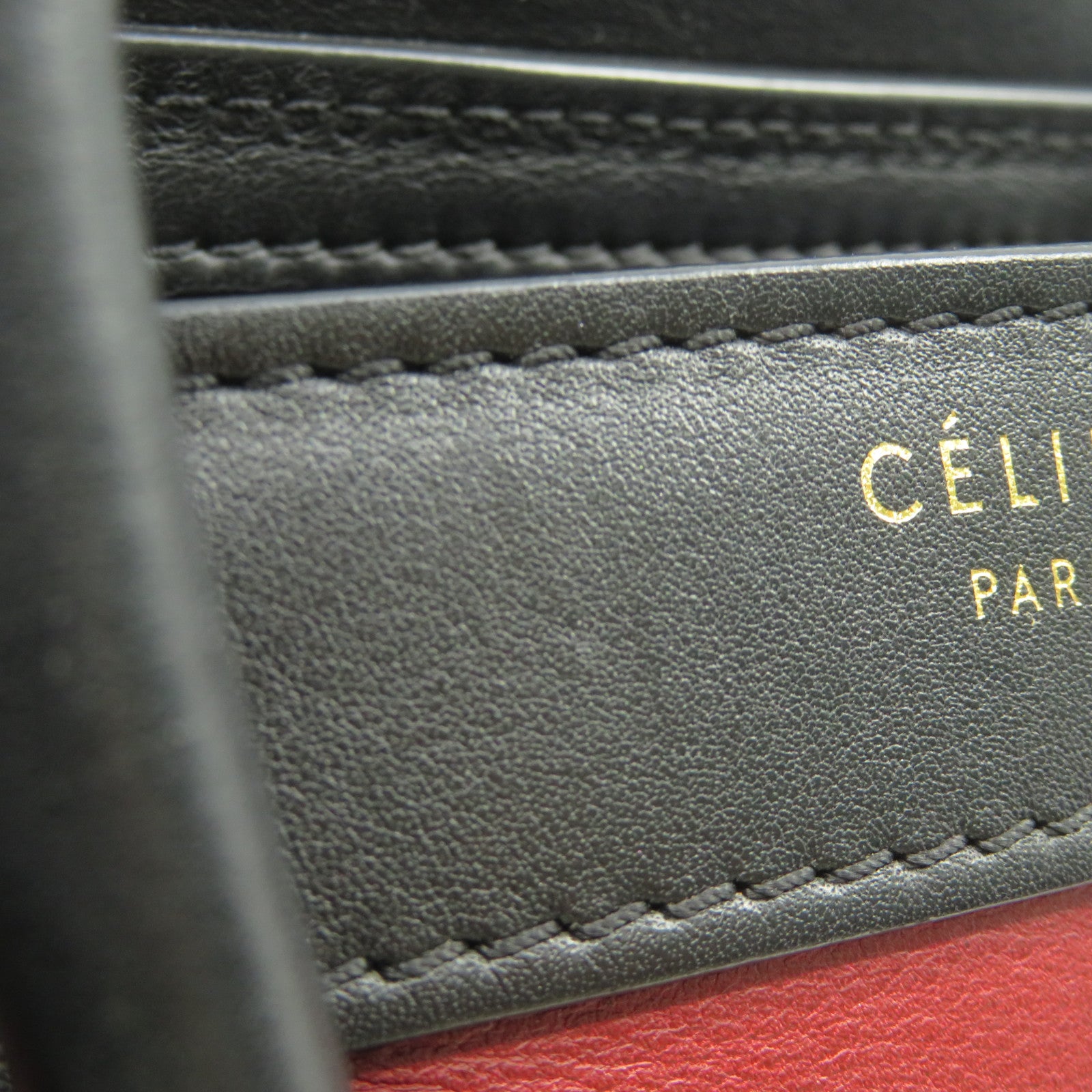 CELINE 牛皮皮革Nano Luggage金扣手挽肩背兩用袋紅色/黑色/米色