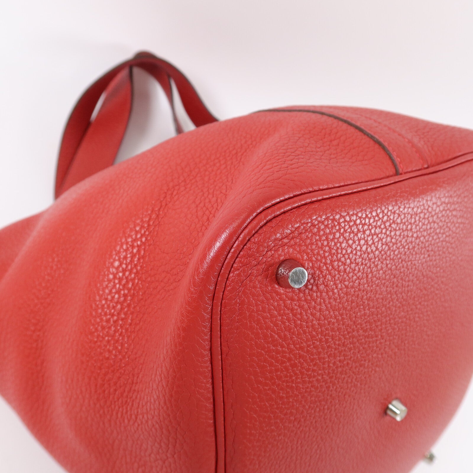 HERMES Clemence皮革Picotin GM手挽袋Rouge Garance